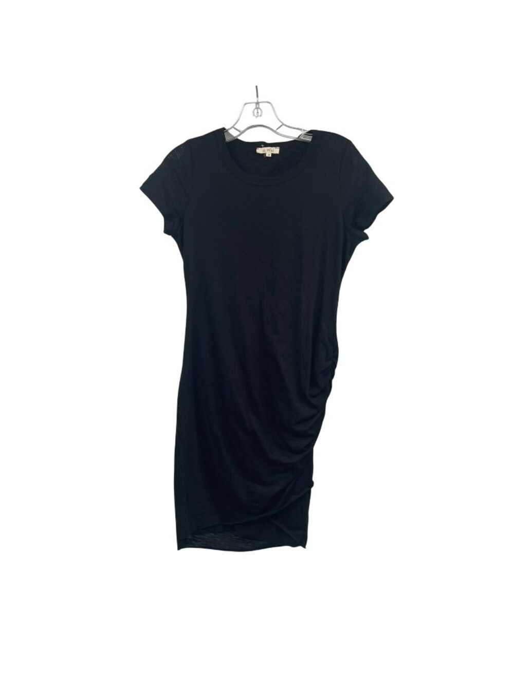 La Miel Womens Ruched Sheath Dress Short Sleeve Black Size Small